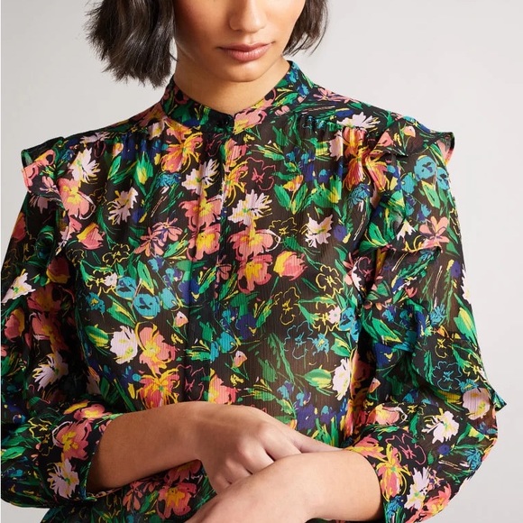 Ted Baker Carita Ruffle Sleeve Blouse- new with tags - Picture 2 of 10
